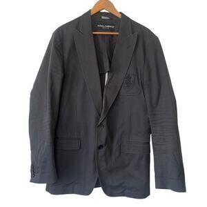 Dolce & Gabbana Men's 100% Cotton Blue Blazer Embroidered Pocket • Sz 52 / 42US